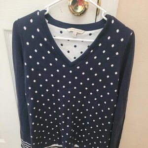 41 Hawthorn Navy Polka Dot v-neck sweater